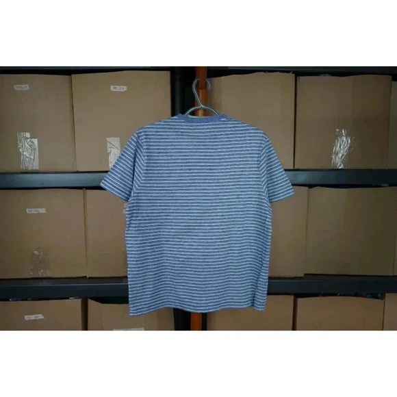 Vintage T-Shirt Men's Medium 90s Stripes Blue Perry Ellis V-Neck #555 - Picture 2 of 6
